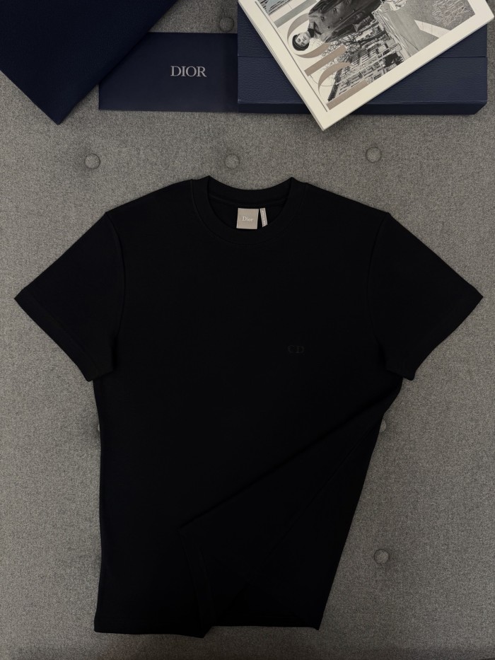 DIOR T-Shirt with CD Embroidery Regular Fit Black Cotton Jersey #385788