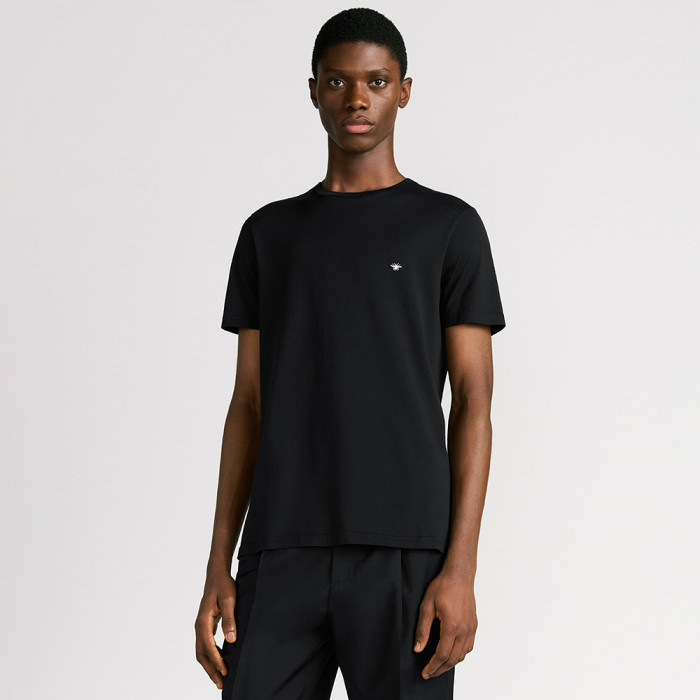 DIOR T-Shirt with Bee Embroidery Black Cotton Jersey #385789