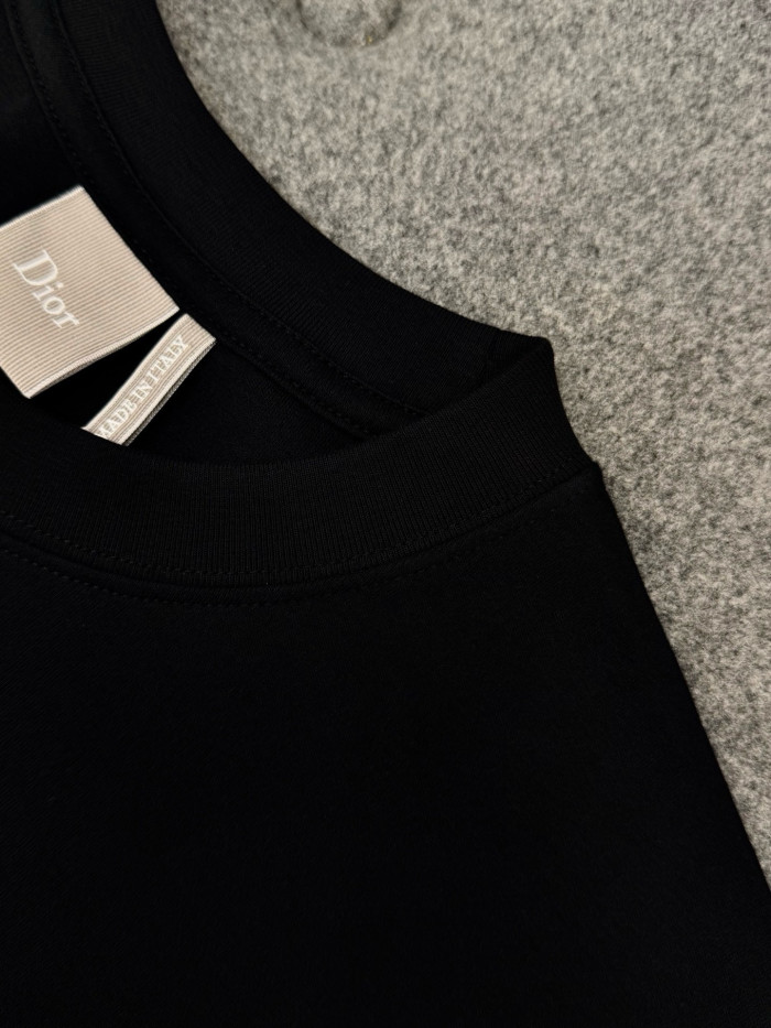 DIOR T-Shirt with CD Embroidery Regular Fit Black Cotton Jersey #385788