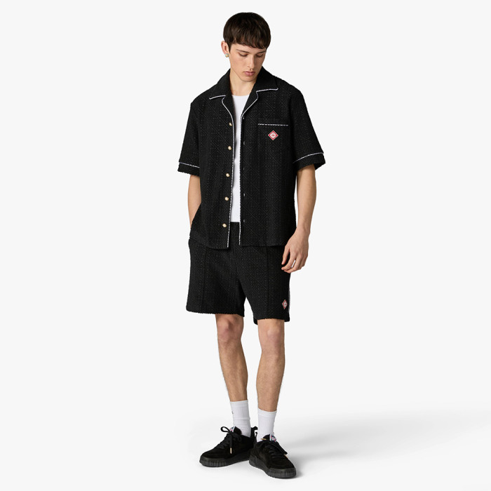 Casablanca Black Towelling Monogram Short Sleeve Shirt Shorts #385764
