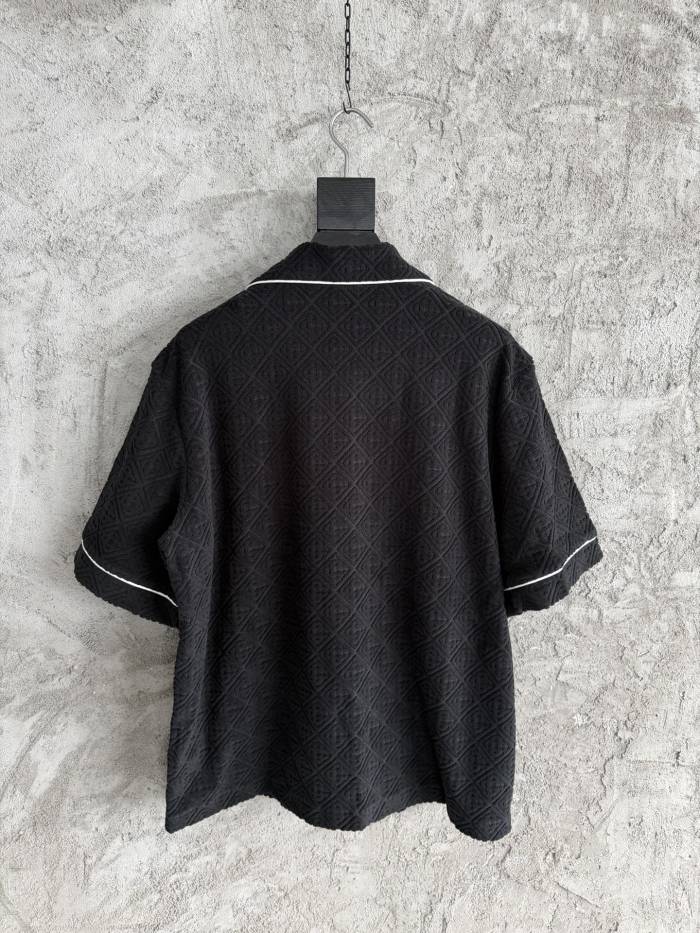 Casablanca Black Towelling Monogram Short Sleeve Shirt Shorts #385764