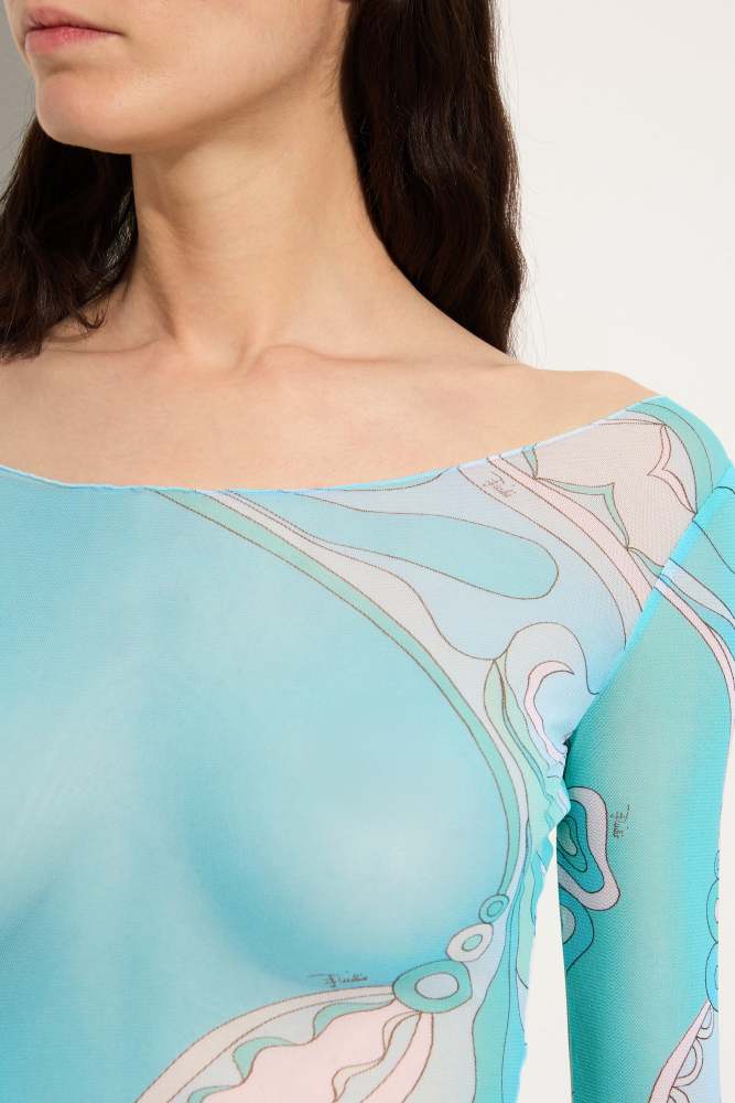 PUCCI Orchidee Print Tulle Top #385801