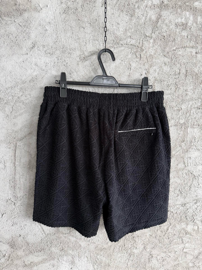 Casablanca Black Towelling Monogram Short Sleeve Shirt Shorts #385764
