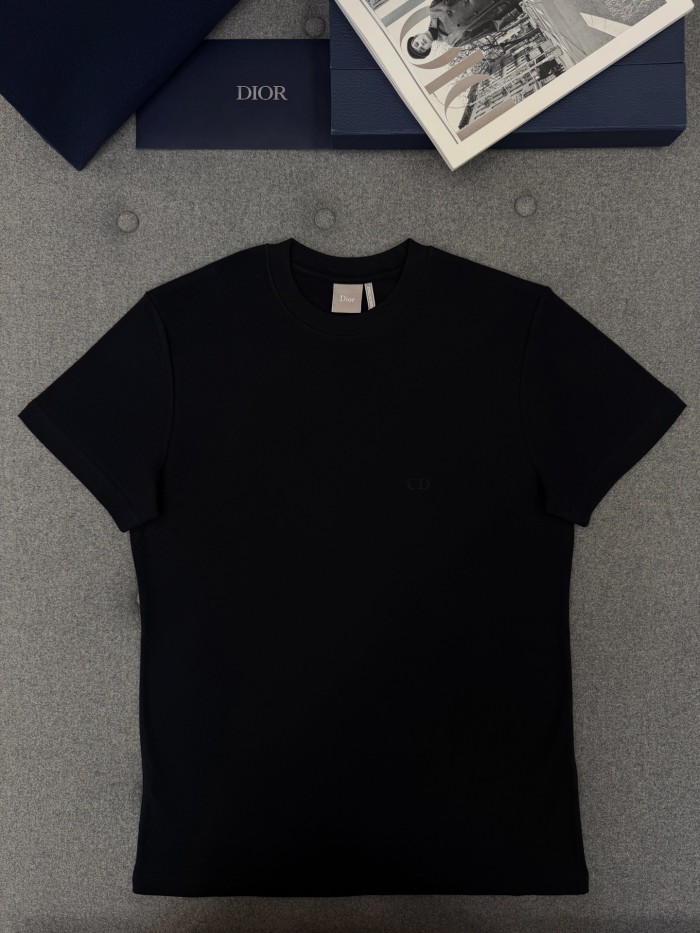 DIOR T-Shirt with CD Embroidery Regular Fit Black Cotton Jersey #385788