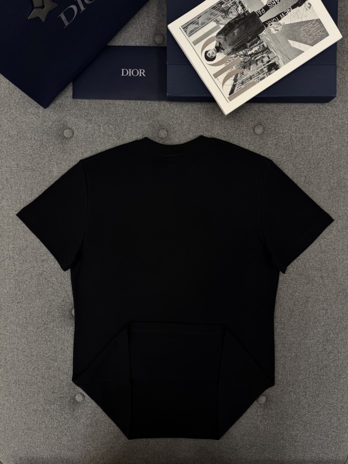 DIOR T-Shirt with CD Embroidery Regular Fit Black Cotton Jersey #385788
