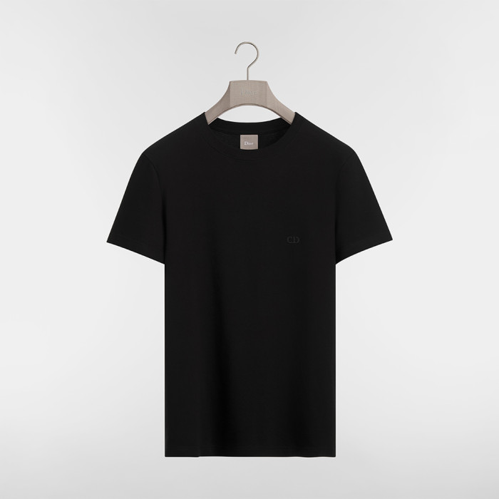 DIOR T-Shirt with CD Embroidery Regular Fit Black Cotton Jersey #385788
