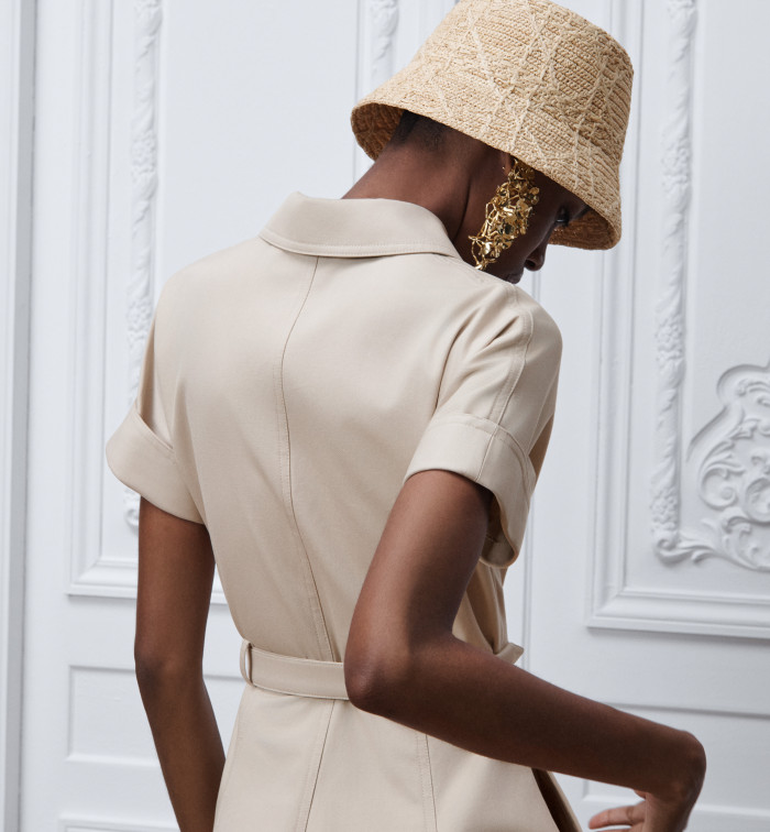 DIOR Dior Médaillon Belted Shirtdress Beige Cotton and Silk Gabardine #385692