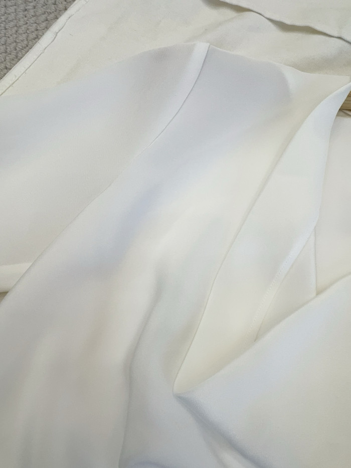 DIOR Short-Sleeved Draped Blouse Ecru Silk #385693
