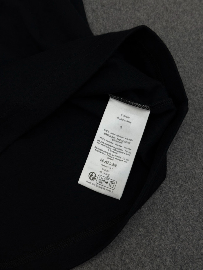DIOR T-Shirt with CD Embroidery Regular Fit Black Cotton Jersey #385788
