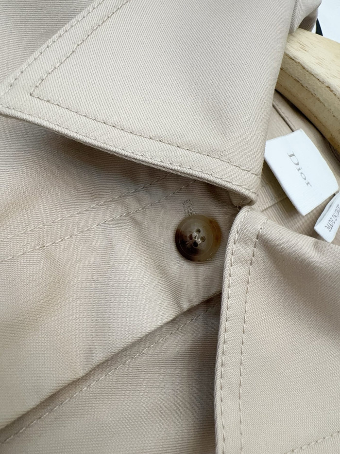 DIOR Dior Médaillon Belted Shirtdress Beige Cotton and Silk Gabardine #385692