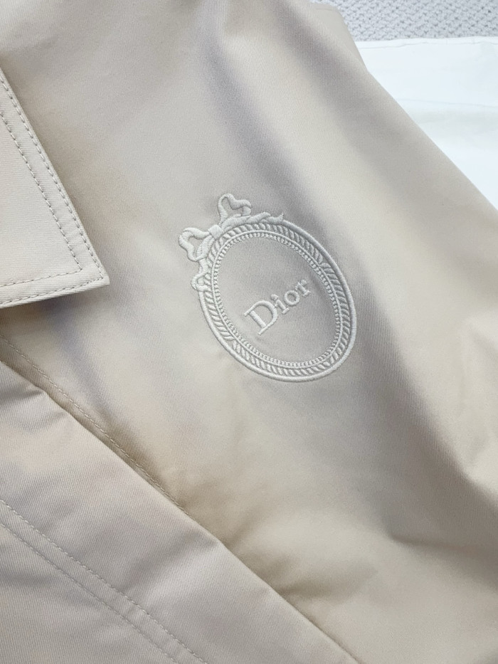 DIOR Dior Médaillon Belted Shirtdress Beige Cotton and Silk Gabardine #385692
