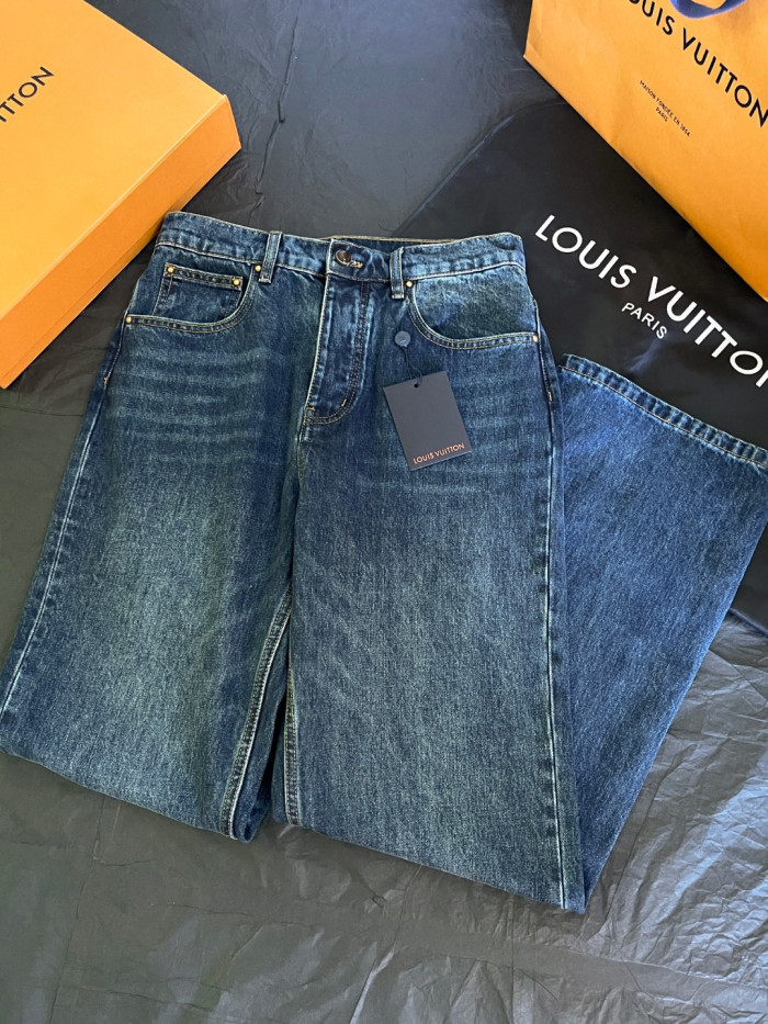 LOUIS VUITTON Denim Jacket and Skate Pants With Leather Signature Details #385817