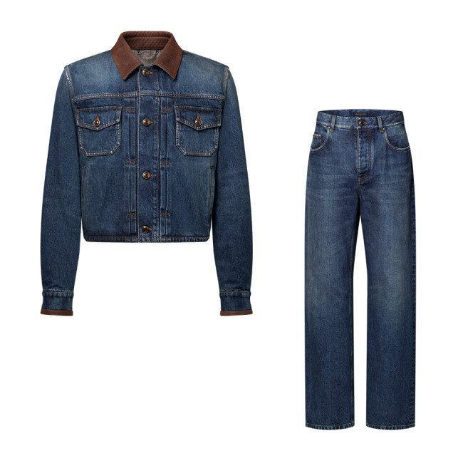 LOUIS VUITTON Denim Jacket and Skate Pants With Leather Signature Details #385817