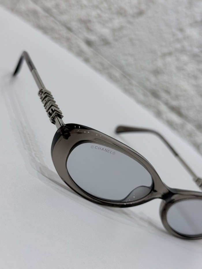Chanel Sunglasses Oval Frame Sunglasses Acetate and Metal #383071