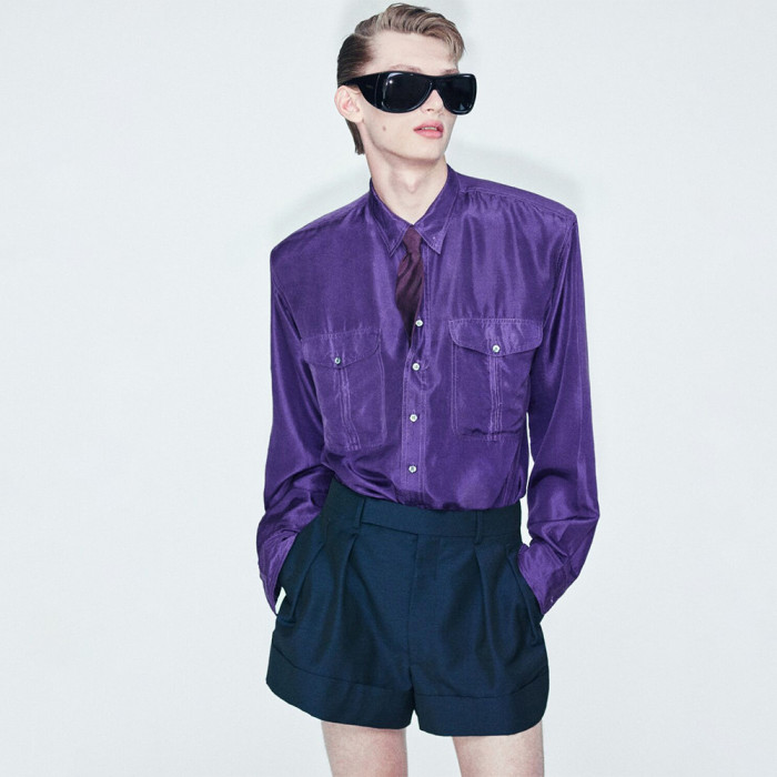 Saint Laurent Shirt in Silk in Purple #385943