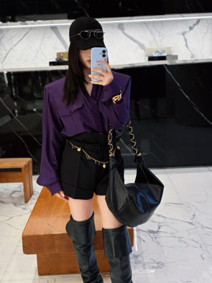 Saint Laurent Shirt in Silk in Purple #385943