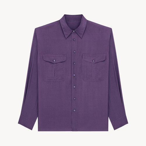 Saint Laurent Shirt in Silk in Purple #385943