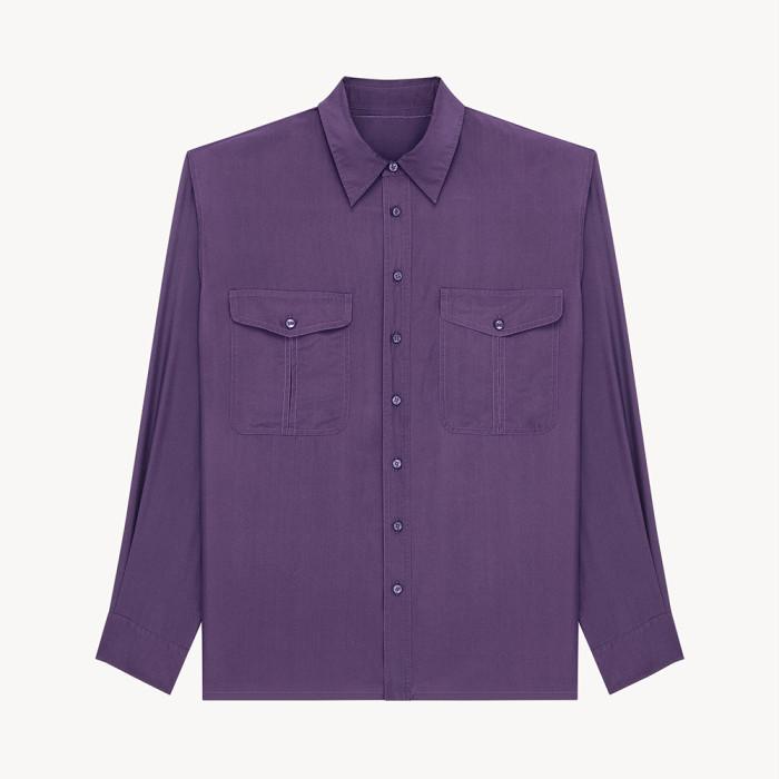 Saint Laurent Shirt in Silk in Purple #385943