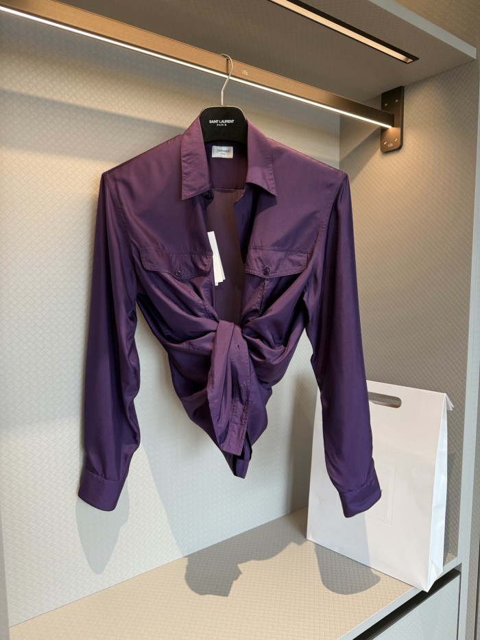 Saint Laurent Shirt in Silk in Purple #385943