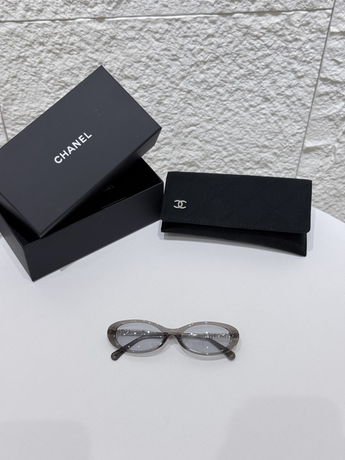 Chanel Sunglasses Oval Frame Sunglasses Acetate and Metal #383071
