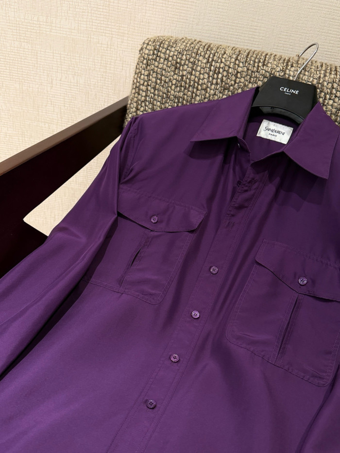 Saint Laurent Shirt in Silk in Purple #385943