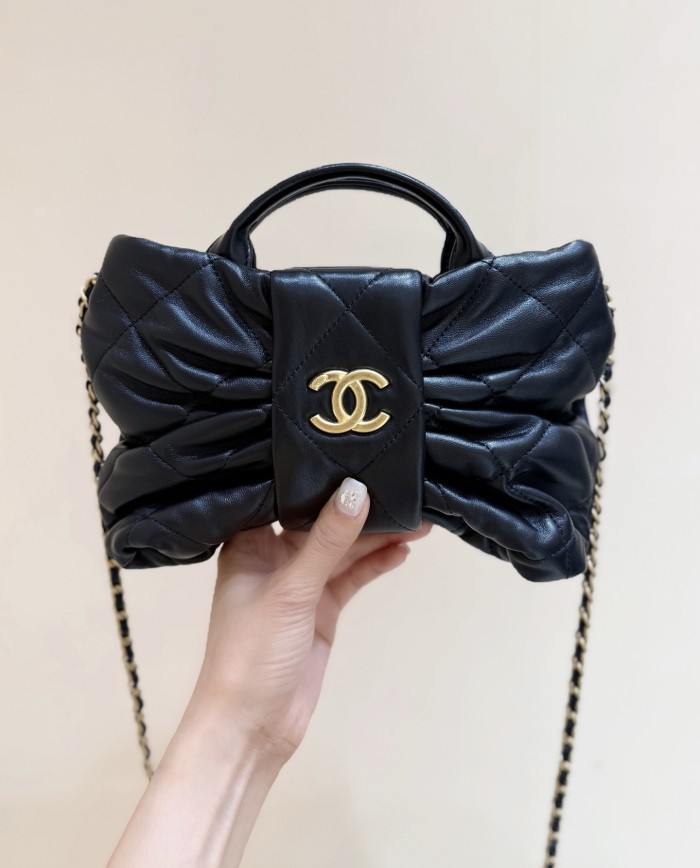 CHANEL Lambskin Gold Gold Bow Bag #386032