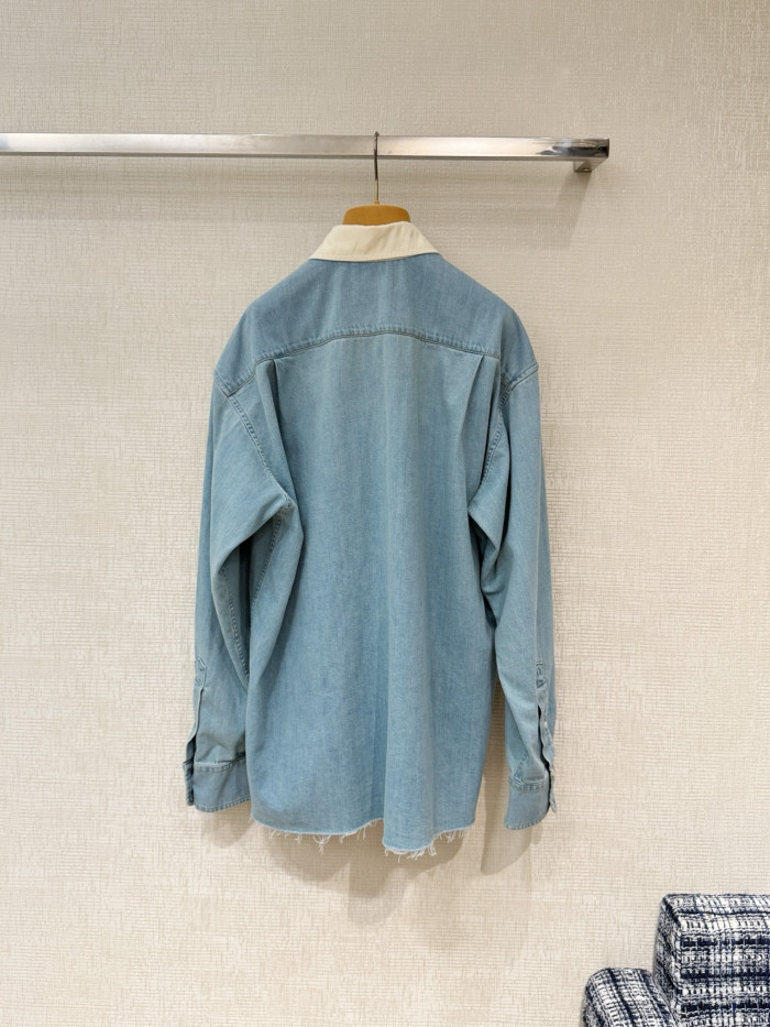 MiuMiu Light Blue Denim Gabardine Lapel Jacket #385987