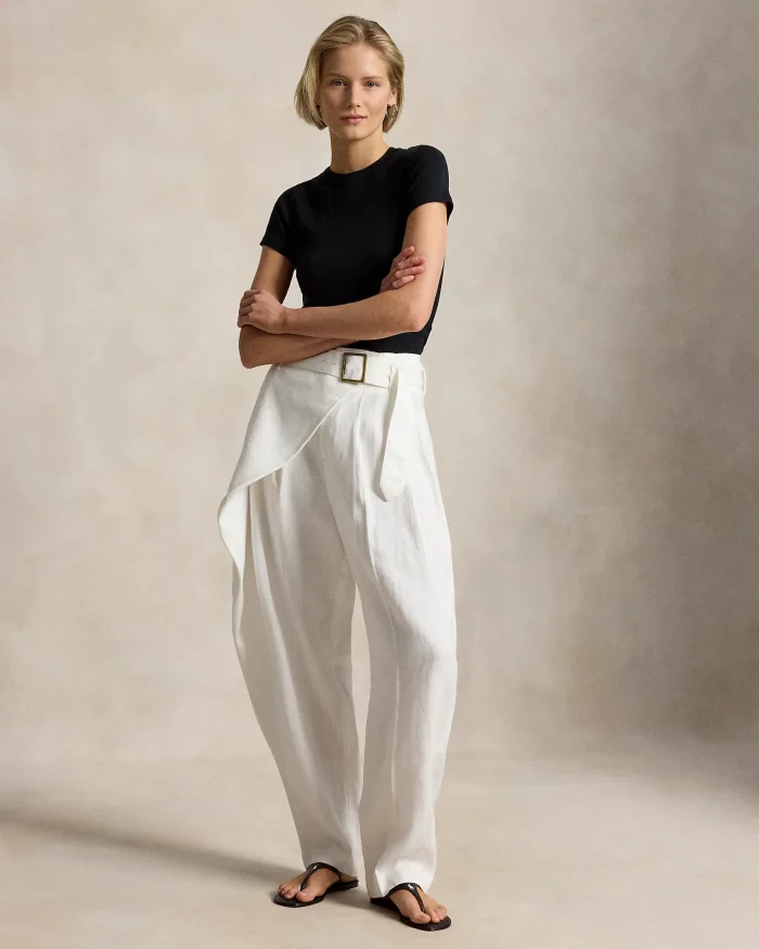 Ralph Lauren Linen Tapered Wrap Trousers for Women #385859