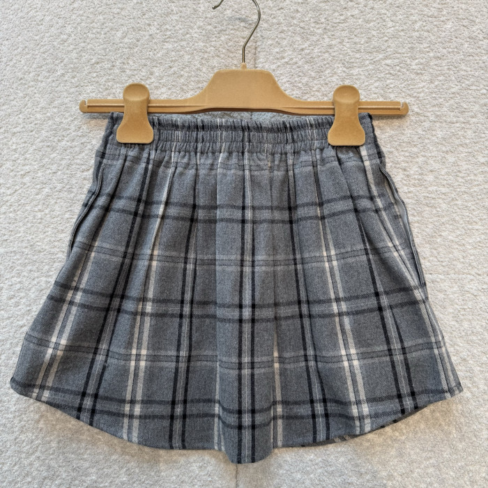 MiuMiu Slate Gray Checked Flannel Shirt and Miniskirt #333609