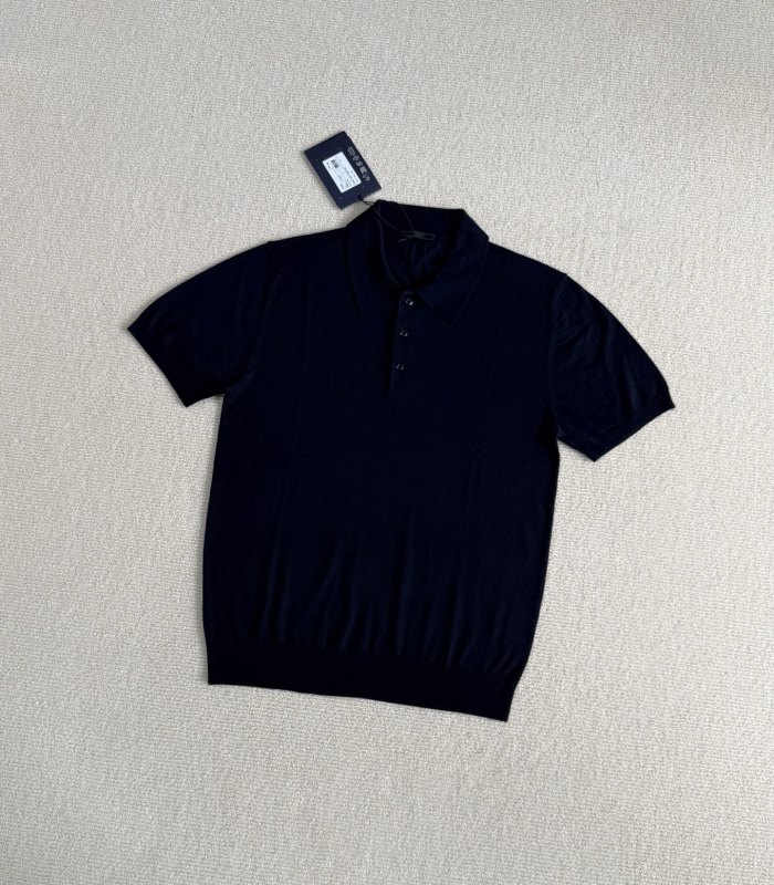 Prada Triangle Logo Cashmere Silk Polo Shirt #386013