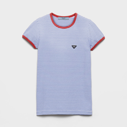 PRADA Periwinkle red Striped Jersey T-shirt #378582