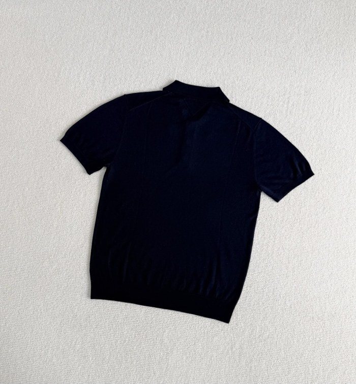 Prada Triangle Logo Cashmere Silk Polo Shirt #386013
