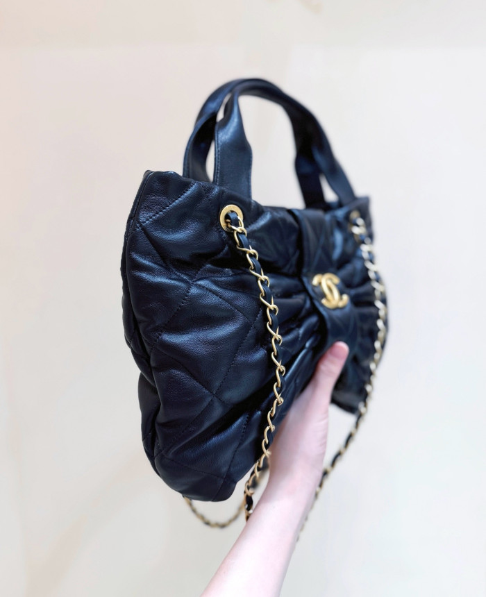 CHANEL Lambskin Gold Gold Bow Bag #386032