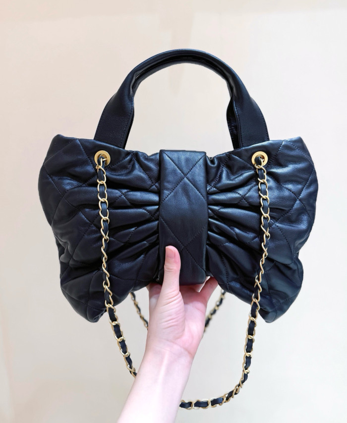 CHANEL Lambskin Gold Gold Bow Bag #386032