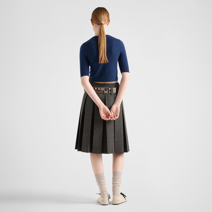 PRADA Navy Cashmere Intarsia Sweater #386050