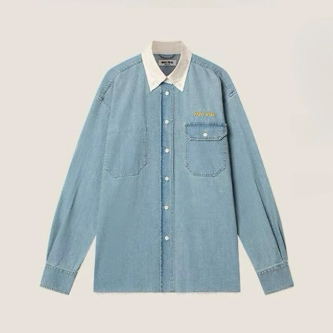 MiuMiu Light Blue Denim Gabardine Lapel Jacket #385987
