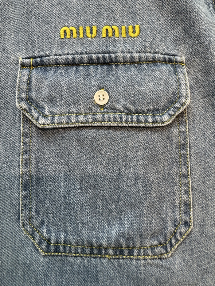 MiuMiu Light Blue Denim Gabardine Lapel Jacket #385987