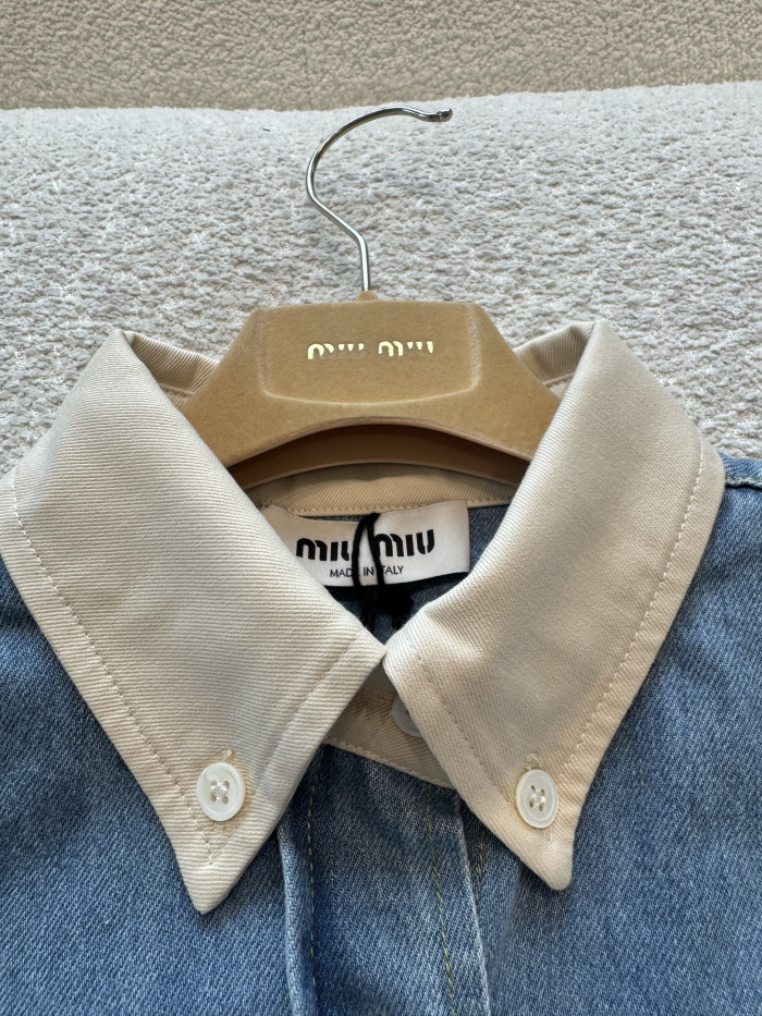 MiuMiu Light Blue Denim Gabardine Lapel Jacket #385987