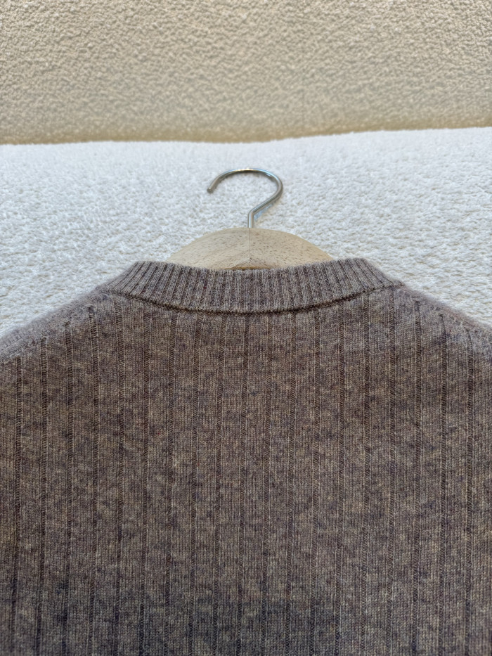 Loro Piana Coste Bomber Jumper Baby Cashmere Licorice Root Melange Jumpers #385993