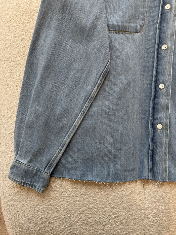 MiuMiu Light Blue Denim Gabardine Lapel Jacket #385987