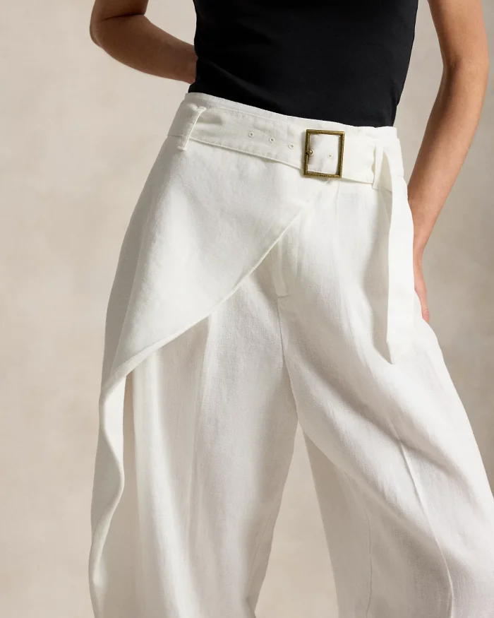 Ralph Lauren Linen Tapered Wrap Trousers for Women #385859