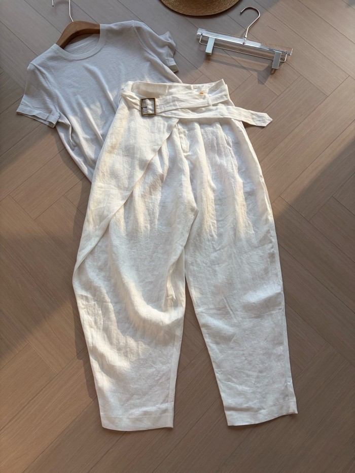 Ralph Lauren Linen Tapered Wrap Trousers for Women #385859