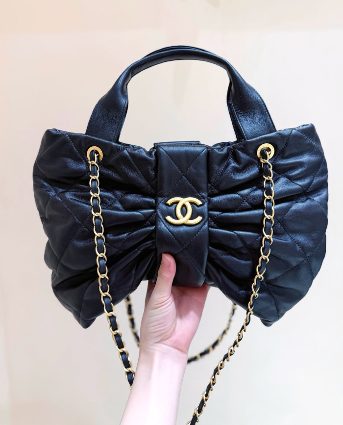 CHANEL Lambskin Gold Gold Bow Bag #386032