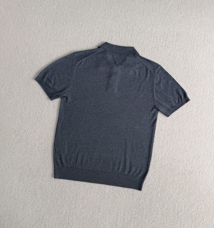 Prada Triangle Logo Cashmere Silk Polo Shirt #386013