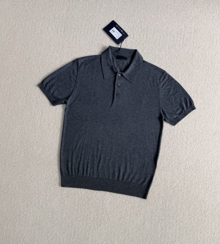 Prada Triangle Logo Cashmere Silk Polo Shirt #386013
