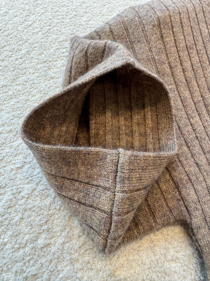 Loro Piana Coste Crewneck Baby Cashmere Licorice Root Melange Jumpers #385989