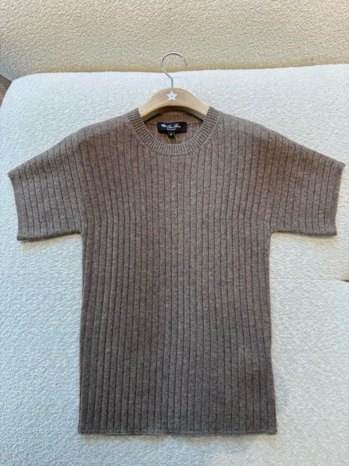 Loro Piana Coste Crewneck Baby Cashmere Licorice Root Melange Jumpers #385989