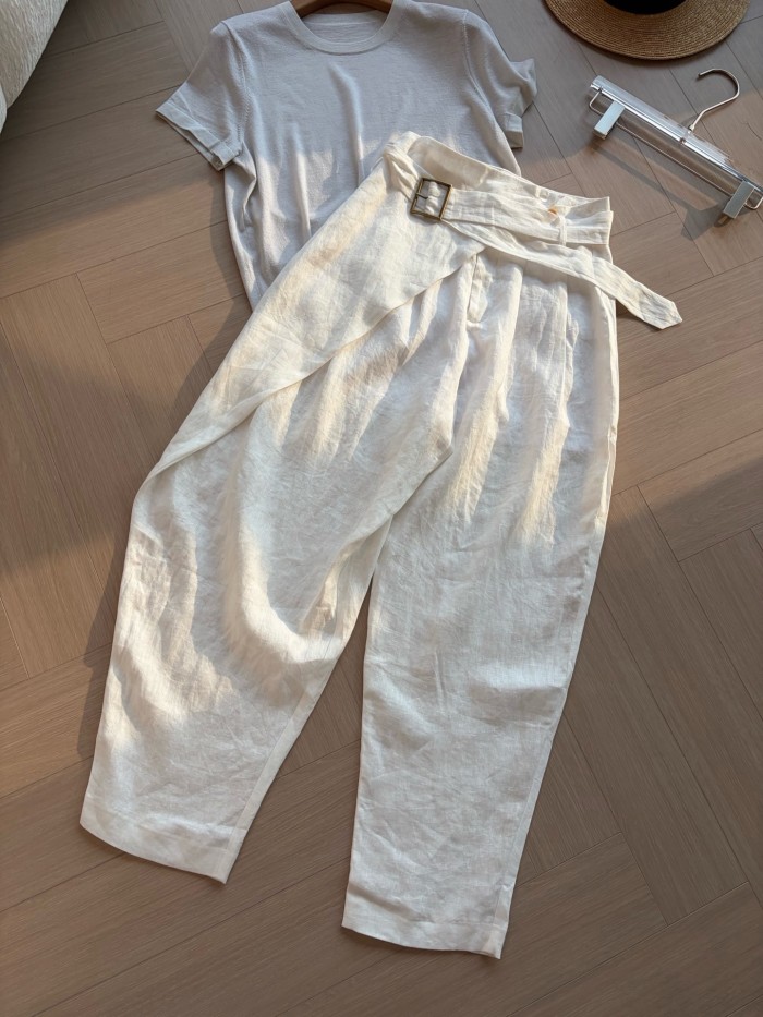 Ralph Lauren Linen Tapered Wrap Trousers for Women #385859