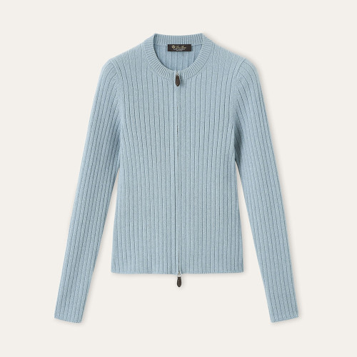 Loro Piana Coste Bomber Jumper Baby Cashmere Licorice Root Melange Jumpers #385993