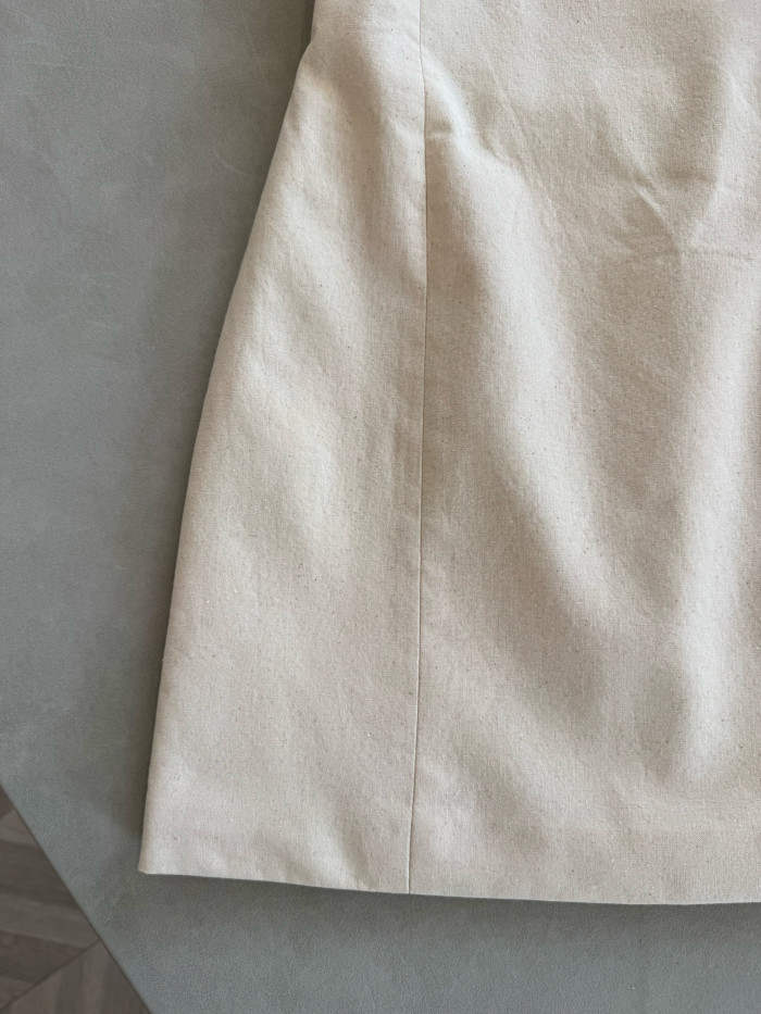 MiuMiu Ecru Embellished Canvas Apron Dress #383711